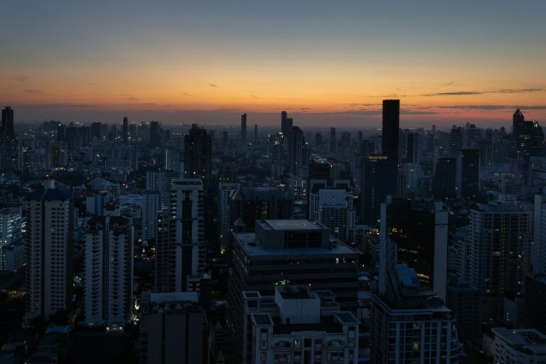 Bangkok skyline at dusk for a flight booking guide from India