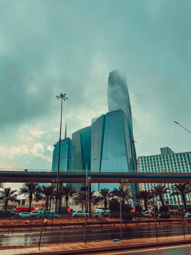 Riyadh skyline with palm trees for a Hyderabad to Riyadh flight guide
